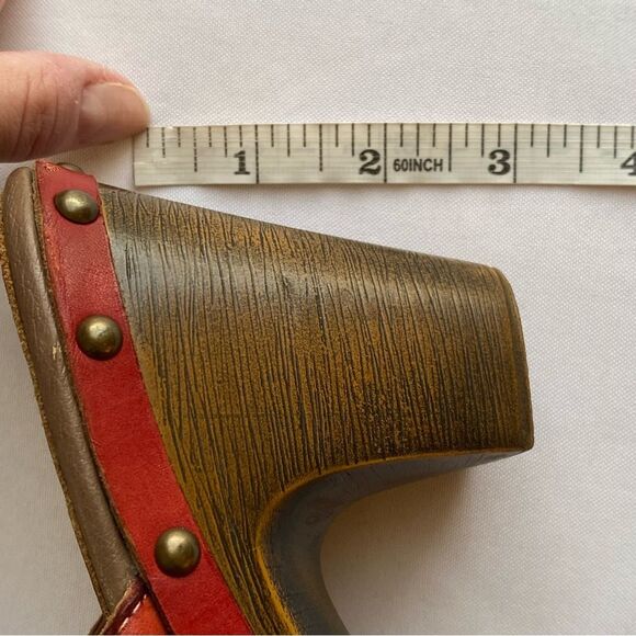 Spring Step Aztec Studded Leather High Heel Clog Mules Size 40 - Picture 12 of 13